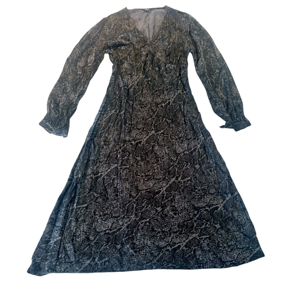 Rails Shiloh Charcoal Snakeskin V-neck Satin Midi Dress - Picture 5 of 15